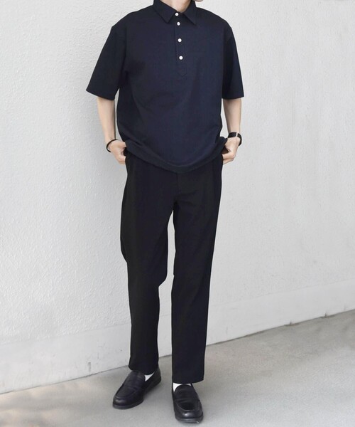 SHIPS any(シップス エニィ)の「SHIPS any:〈接触冷感/ストレッチ〉360° THE CIRCLE STRETCH リネン ミックス ポロシャツ(セットアップ対応)◇(ポロシャツ・メンズ・カーキ/ブラック/ネイビー・LARGE/MEDIUM/SMALL/X-LARGE)」の4枚目の写真