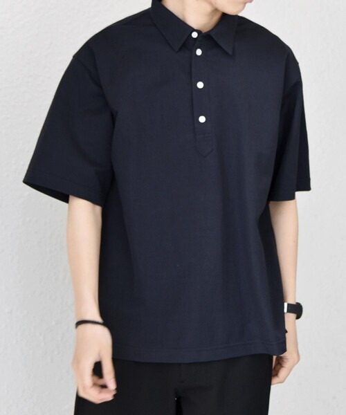 SHIPS any(シップス エニィ)の「SHIPS any:〈接触冷感/ストレッチ〉360° THE CIRCLE STRETCH リネン ミックス ポロシャツ(セットアップ対応)◇(ポロシャツ・メンズ・カーキ/ブラック/ネイビー・LARGE/MEDIUM/SMALL/X-LARGE)」の6枚目の写真