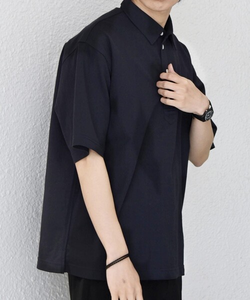 SHIPS any(シップス エニィ)の「SHIPS any:〈接触冷感/ストレッチ〉360° THE CIRCLE STRETCH リネン ミックス ポロシャツ(セットアップ対応)◇(ポロシャツ・メンズ・カーキ/ブラック/ネイビー・LARGE/MEDIUM/SMALL/X-LARGE)」の8枚目の写真