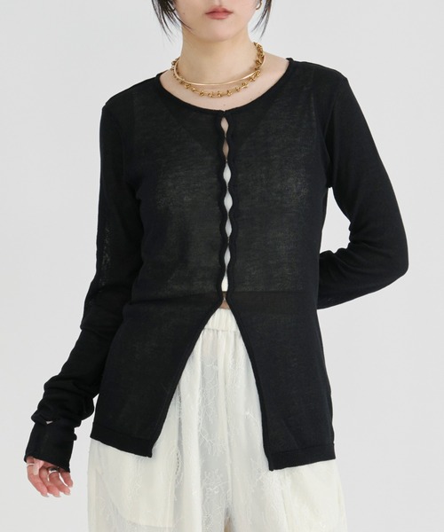 Ezick(エジック)の「【UVCUT】sheer hook cardigan シアーカーディガン(カーディガン/ボレロ・レディース・ブラック/オフホワイト・FREE)」の8枚目の写真