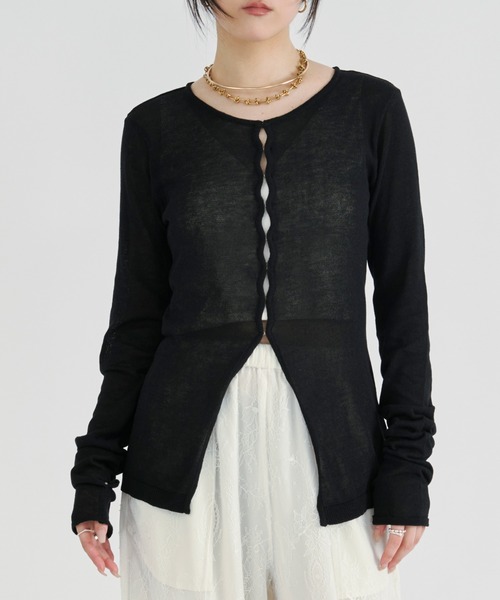 Ezick(エジック)の「【UVCUT】sheer hook cardigan シアーカーディガン(カーディガン/ボレロ・レディース・ブラック/オフホワイト・FREE)」の9枚目の写真