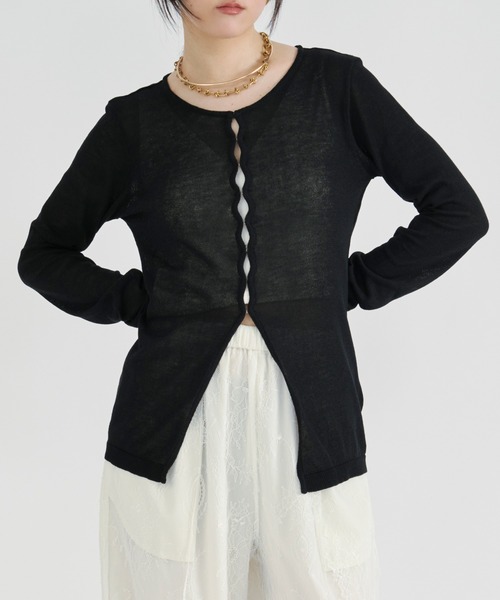Ezick(エジック)の「【UVCUT】sheer hook cardigan シアーカーディガン(カーディガン/ボレロ・レディース・ブラック/オフホワイト・FREE)」の10枚目の写真