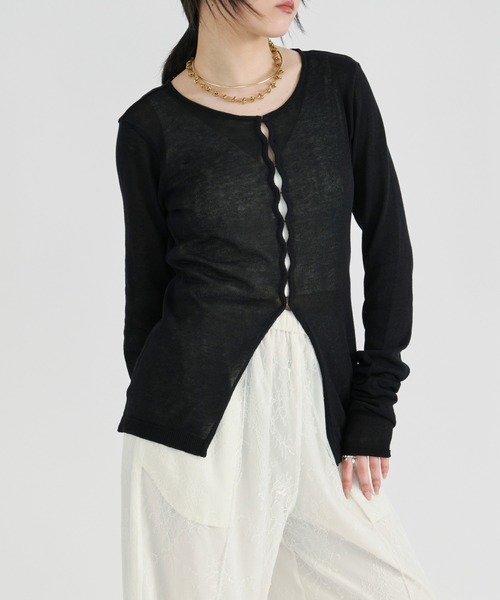 Ezick(エジック)の「【UVCUT】sheer hook cardigan シアーカーディガン(カーディガン/ボレロ・レディース・ブラック/オフホワイト・FREE)」の11枚目の写真