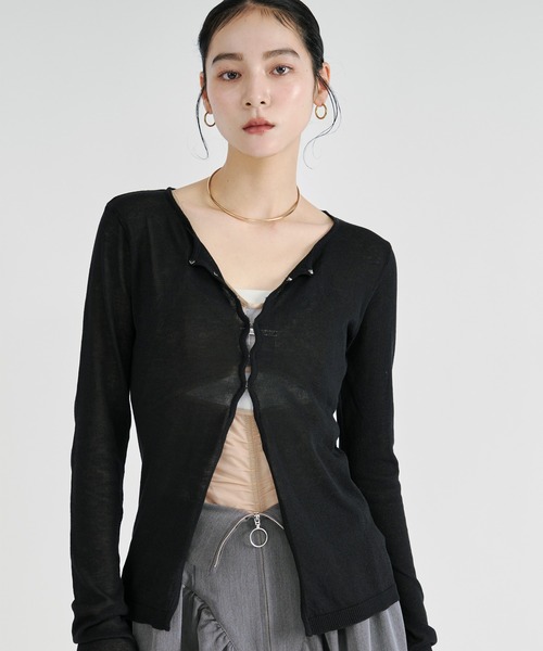 Ezick(エジック)の「【UVCUT】sheer hook cardigan シアーカーディガン(カーディガン/ボレロ・レディース・ブラック/オフホワイト・FREE)」の16枚目の写真