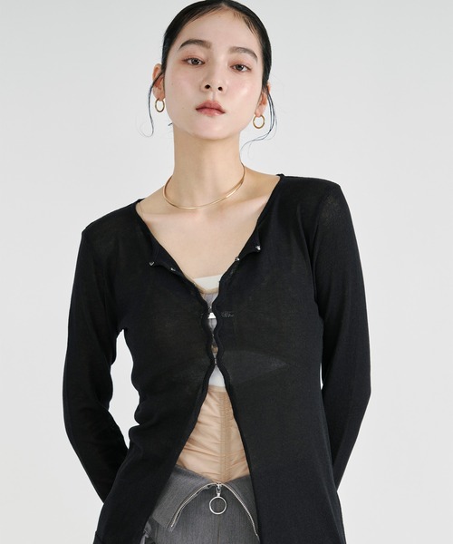 Ezick(エジック)の「【UVCUT】sheer hook cardigan シアーカーディガン(カーディガン/ボレロ・レディース・ブラック/オフホワイト・FREE)」の15枚目の写真