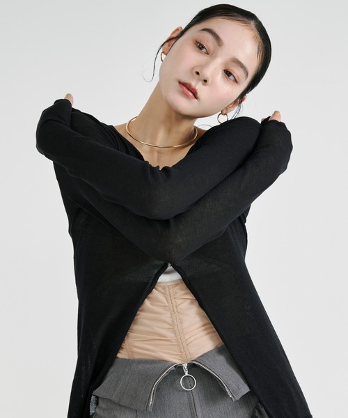 Ezick(エジック)の「【UVCUT】sheer hook cardigan シアーカーディガン(カーディガン/ボレロ・レディース・ブラック/オフホワイト・FREE)」の18枚目の写真