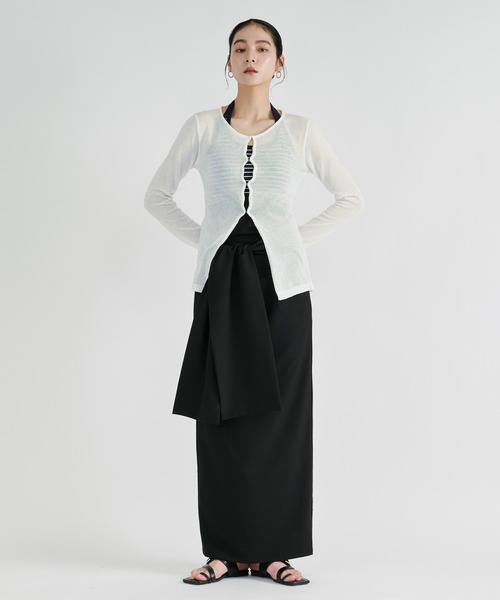 Ezick(エジック)の「【UVCUT】sheer hook cardigan シアーカーディガン(カーディガン/ボレロ・レディース・ブラック/オフホワイト・FREE)」の3枚目の写真