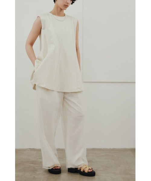 STYLEMIXER（スタイルミキサー）の「シアーレイヤードリラックスパンツ（その他パンツ・レディース・ブラック/ホワイト・SMALL/MEDIUM）」の13枚目の写真