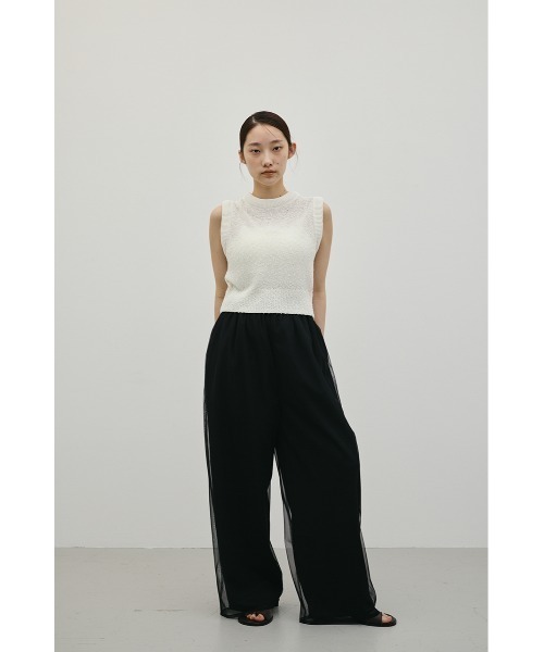STYLEMIXER（スタイルミキサー）の「シアーレイヤードリラックスパンツ（その他パンツ・レディース・ブラック/ホワイト・SMALL/MEDIUM）」の4枚目の写真