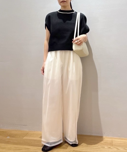 STYLEMIXER（スタイルミキサー）の「シアーレイヤードリラックスパンツ（その他パンツ・レディース・ブラック/ホワイト・SMALL/MEDIUM）」の22枚目の写真