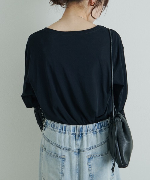 PUAL CE CIN（ピュアルセシン）の「レースカフカットソー（Tシャツ/カットソー・レディース・ブラック/オフホワイト・FREE）」の12枚目の写真