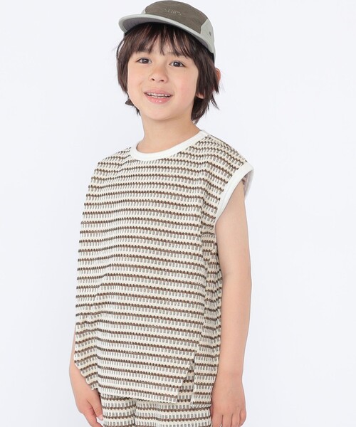 SHIPS（シップス）の「SHIPS KIDS:100～130cm / ジャカード ノースリーブ カットソー（ニット/セーター・キッズ・ネイビー/ブラウン・130/120/110/100）」の2枚目の写真
