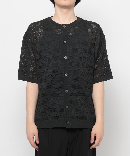 RAGEBLUE(レイジブルー)の「Lace Knitting Knit Crew Cardigan / 透かし編み/ニットクルーカーディガン(カーディガン/ボレロ・メンズ・ブラック/ライトグレー/ライトブルー・MEDIUM/LARGE)」の17枚目の写真