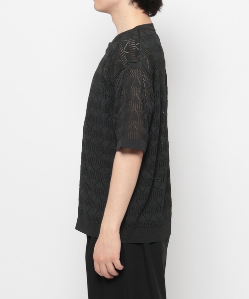 RAGEBLUE(レイジブルー)の「Lace Knitting Knit Crew Cardigan / 透かし編み/ニットクルーカーディガン(カーディガン/ボレロ・メンズ・ブラック/ライトグレー/ライトブルー・MEDIUM/LARGE)」の18枚目の写真