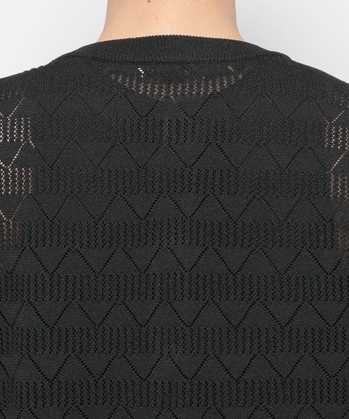 RAGEBLUE(レイジブルー)の「Lace Knitting Knit Crew Cardigan / 透かし編み/ニットクルーカーディガン(カーディガン/ボレロ・メンズ・ブラック/ライトグレー/ライトブルー・MEDIUM/LARGE)」の11枚目の写真