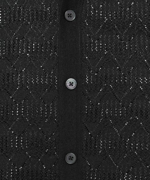 RAGEBLUE(レイジブルー)の「Lace Knitting Knit Crew Cardigan / 透かし編み/ニットクルーカーディガン(カーディガン/ボレロ・メンズ・ブラック/ライトグレー/ライトブルー・MEDIUM/LARGE)」の12枚目の写真