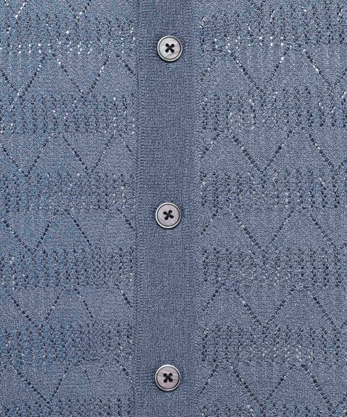 RAGEBLUE(レイジブルー)の「Lace Knitting Knit Crew Cardigan / 透かし編み/ニットクルーカーディガン(カーディガン/ボレロ・メンズ・ブラック/ライトグレー/ライトブルー・MEDIUM/LARGE)」の7枚目の写真