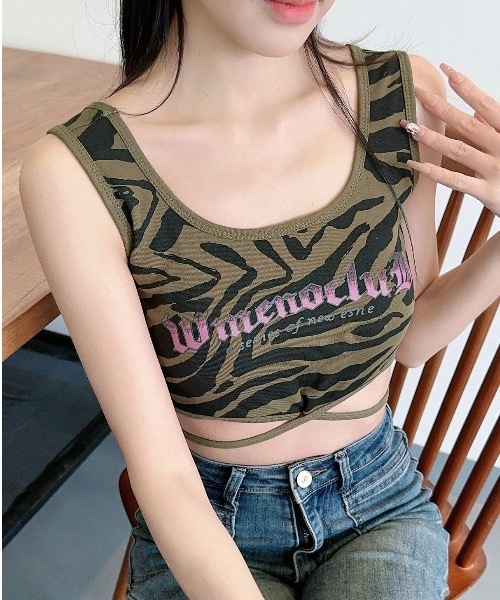 Teem Store(チームストア)の「【カップ付き】迷彩クロップド丈 タンクトップ(タンクトップ・レディース・その他3/その他1/その他/その他2・F)」の3枚目の写真