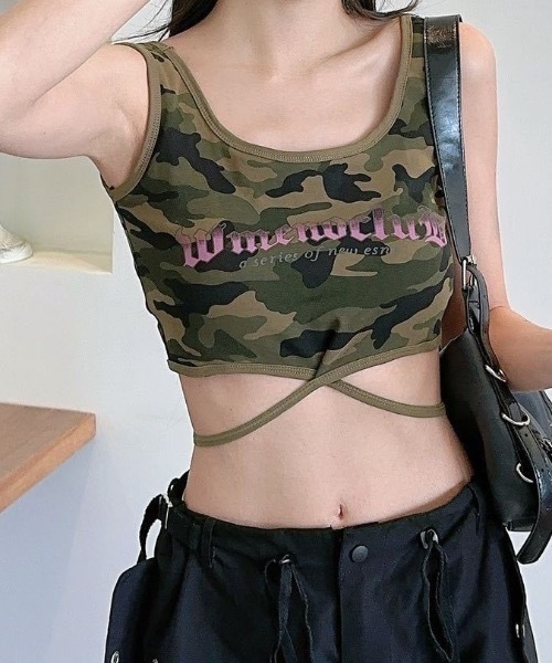 Teem Store(チームストア)の「【カップ付き】迷彩クロップド丈 タンクトップ(タンクトップ・レディース・その他3/その他1/その他/その他2・F)」の6枚目の写真