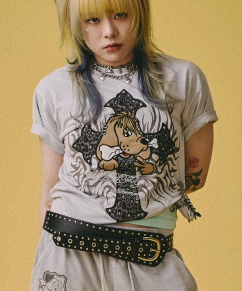 GALFY(ガルフィー)の「【GALFY】マジマブ☆TEE / 【ガルフィー】刺しゅうロゴトライバル半袖Tシャツ(Tシャツ/カットソー・メンズ・ライトグレー/チャコール/パープル・L/XL)」の5枚目の写真