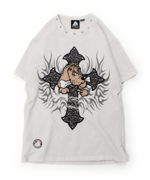 GALFY(ガルフィー)の「【GALFY】マジマブ☆TEE / 【ガルフィー】刺しゅうロゴトライバル半袖Tシャツ(Tシャツ/カットソー・メンズ・ライトグレー/チャコール/パープル・L/XL)」の8枚目の写真