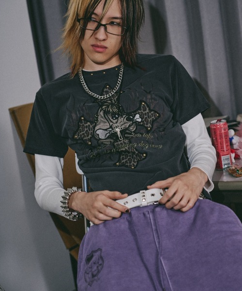 GALFY(ガルフィー)の「【GALFY】マジマブ☆TEE / 【ガルフィー】刺しゅうロゴトライバル半袖Tシャツ(Tシャツ/カットソー・メンズ・ライトグレー/チャコール/パープル・L/XL)」の10枚目の写真