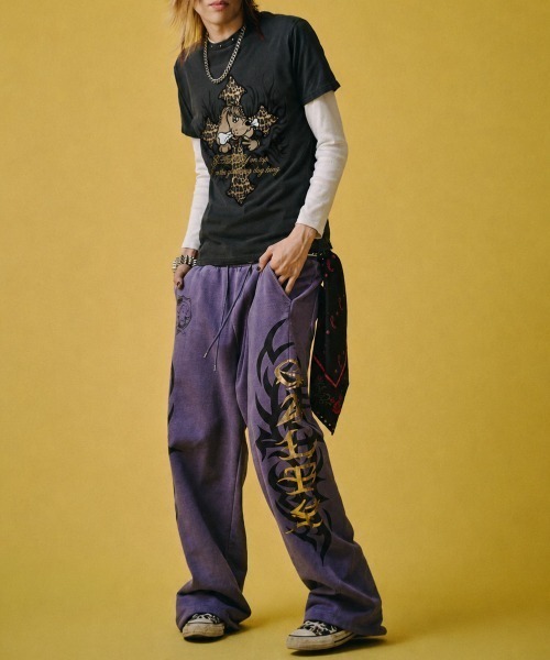 GALFY(ガルフィー)の「【GALFY】マジマブ☆TEE / 【ガルフィー】刺しゅうロゴトライバル半袖Tシャツ(Tシャツ/カットソー・メンズ・ライトグレー/チャコール/パープル・L/XL)」の15枚目の写真