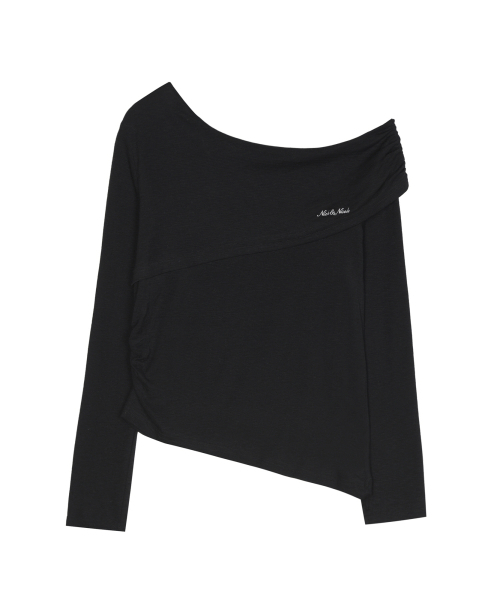 NICK&NICOLE(ニックアンドニコール)の「ASYMMETRIC OFF SHOULDER TOP_BLACK(Tシャツ/カットソー・レディース・その他・FREE)」の1枚目の写真