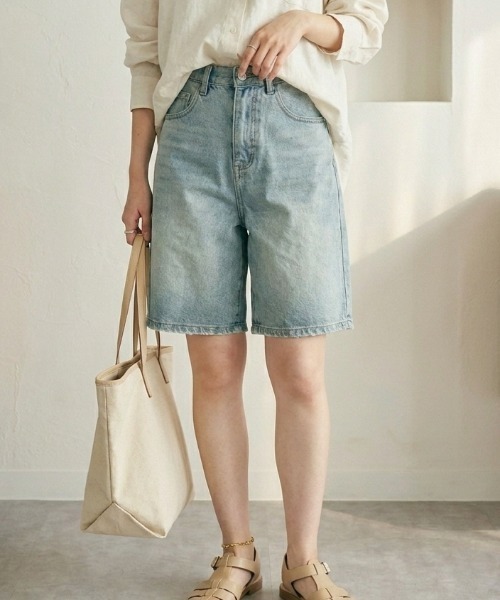 Belle Cie(ベルシー)の「Y2Kデニムバミューダパンツ(デニムパンツ・レディース・サックスブルー/ブルー・M/L/XL/XXL/S)」の9枚目の写真