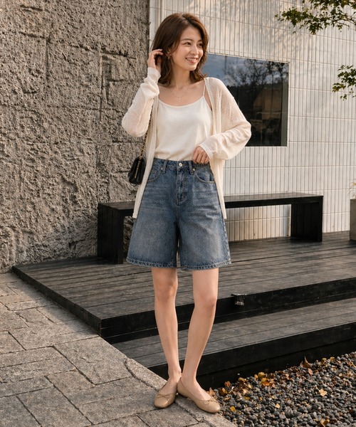 Belle Cie(ベルシー)の「Y2Kデニムバミューダパンツ(デニムパンツ・レディース・サックスブルー/ブルー・M/L/XL/XXL/S)」の8枚目の写真