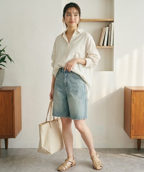 Belle Cie(ベルシー)の「Y2Kデニムバミューダパンツ(デニムパンツ・レディース・サックスブルー/ブルー・M/L/XL/XXL/S)」の4枚目の写真