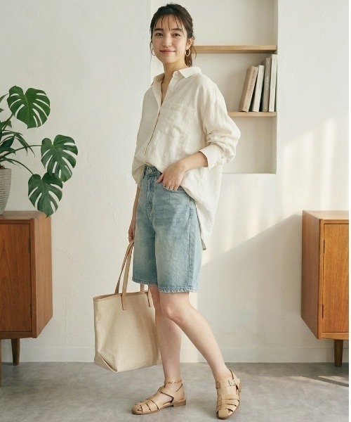 Belle Cie(ベルシー)の「Y2Kデニムバミューダパンツ(デニムパンツ・レディース・サックスブルー/ブルー・M/L/XL/XXL/S)」の6枚目の写真