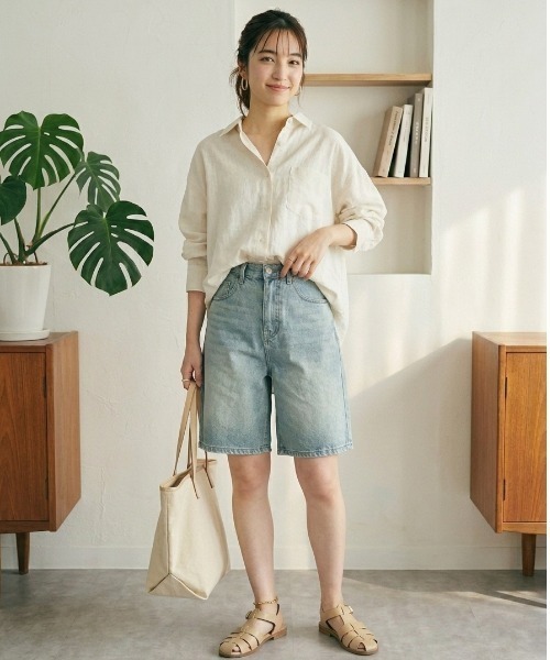 Belle Cie(ベルシー)の「Y2Kデニムバミューダパンツ(デニムパンツ・レディース・サックスブルー/ブルー・M/L/XL/XXL/S)」の5枚目の写真