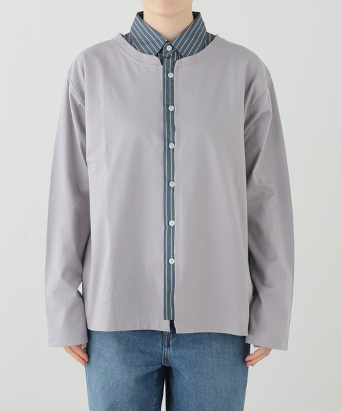 PULP/417EDIFICE(パルプフォーワンセブンエディフィス)の「OMO / オモ Double Layer Shirt(シャツ/ブラウス・レディース・チャコールグレー・SMALL)」の8枚目の写真