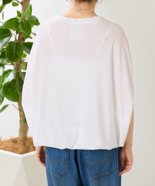 BEARDSLEY(ビアズリー)の「強撚ギャザーTee(Tシャツ/カットソー・レディース・ホワイト/グレー・FREE)」の12枚目の写真