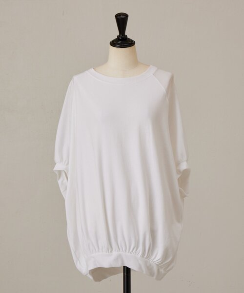 BEARDSLEY(ビアズリー)の「強撚ギャザーTee(Tシャツ/カットソー・レディース・ホワイト/グレー・FREE)」の21枚目の写真