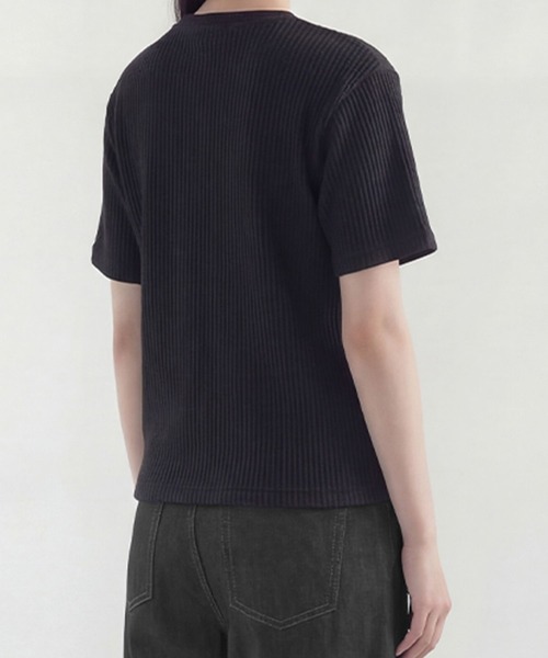 SAINTPAIN（セイントペイン）の「【UNISEX】SAINTPAIN／ワッフルヘンリーネックT（Tシャツ/カットソー・レディース・ブラック/グレー・MEDIUM）」の7枚目の写真
