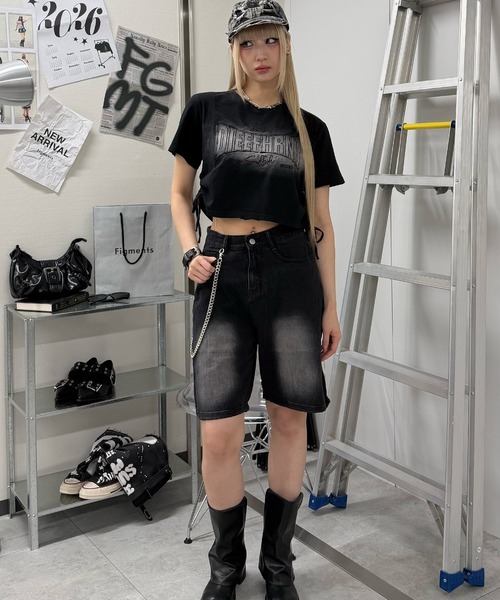 Figments(フィグメンツ)の「フェードドロストパッチT(Tシャツ/カットソー・レディース・ブラック・FREE)」の4枚目の写真