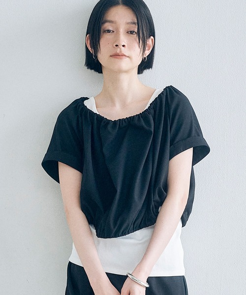 Obis&(オビスアンド)の「マルチWay シャーリングブラウス(シャツ/ブラウス・レディース・セージグリーン/ブラック・FREE)」の14枚目の写真