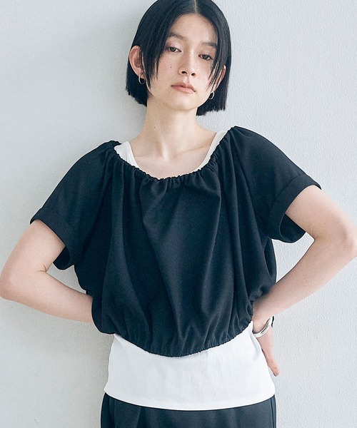 Obis&(オビスアンド)の「マルチWay シャーリングブラウス(シャツ/ブラウス・レディース・セージグリーン/ブラック・FREE)」の15枚目の写真