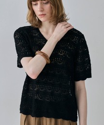 Eyelet Lace Knit Pullover