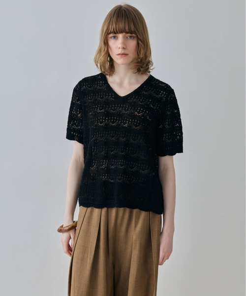 flaeu(フラユ)の「Eyelet Lace Knit Pullover(ニット/セーター・レディース・ブラック/アイボリー・FREE)」の14枚目の写真
