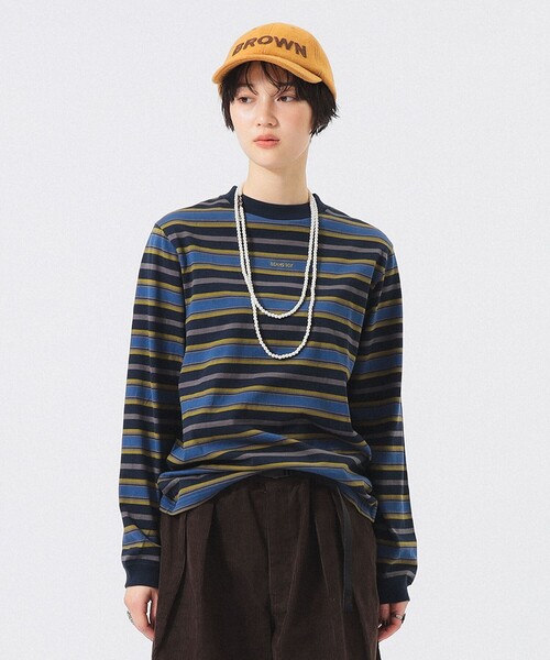 BEAMS BOY(ビームスボーイ)の「ボーイ エンブロイダリー ボーダー ロングスリーブ(Tシャツ/カットソー・レディース・ブラウン/ホワイト系その他7/ネイビー・3/2/1)」の3枚目の写真