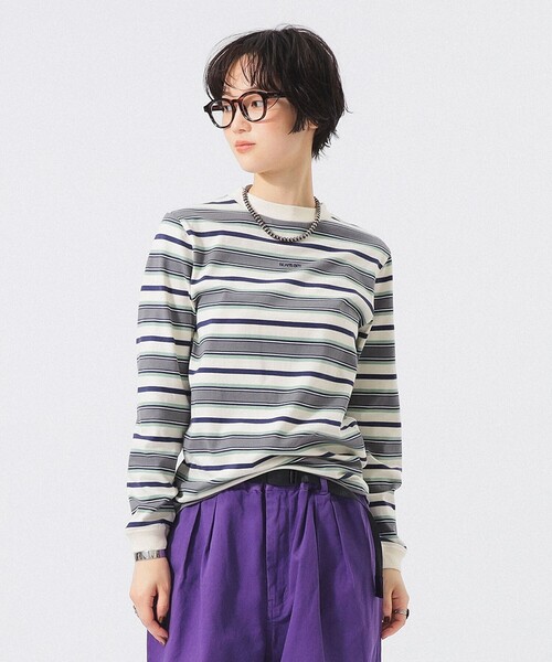 BEAMS BOY(ビームスボーイ)の「ボーイ エンブロイダリー ボーダー ロングスリーブ(Tシャツ/カットソー・レディース・ブラウン/ホワイト系その他7/ネイビー・3/2/1)」の7枚目の写真