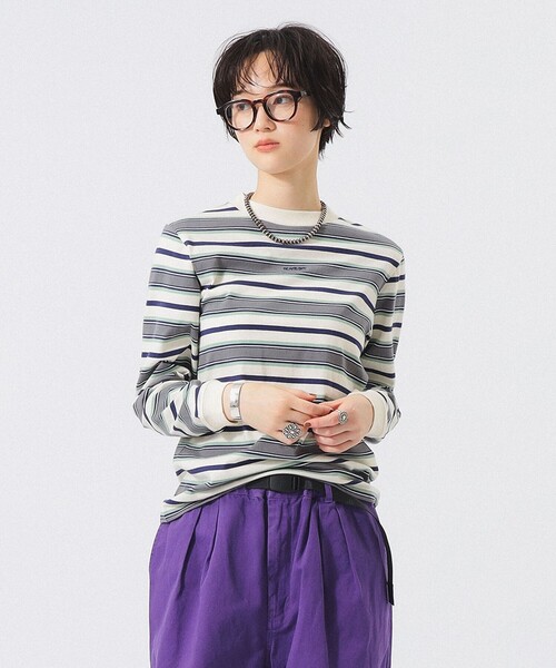 BEAMS BOY(ビームスボーイ)の「ボーイ エンブロイダリー ボーダー ロングスリーブ(Tシャツ/カットソー・レディース・ブラウン/ホワイト系その他7/ネイビー・3/2/1)」の8枚目の写真