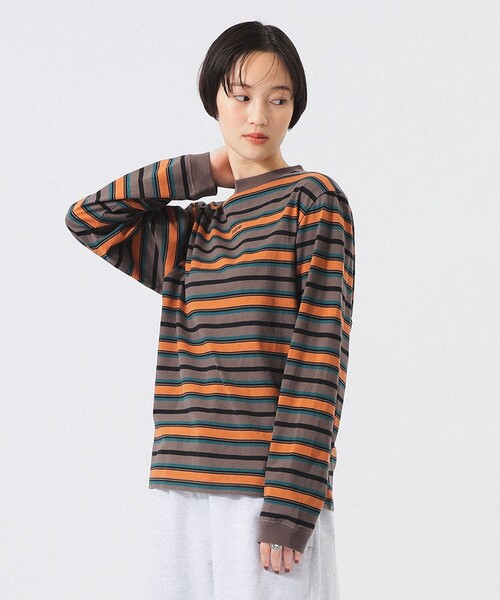 BEAMS BOY(ビームスボーイ)の「ボーイ エンブロイダリー ボーダー ロングスリーブ(Tシャツ/カットソー・レディース・ブラウン/ホワイト系その他7/ネイビー・3/2/1)」の12枚目の写真