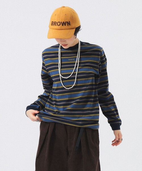 BEAMS BOY(ビームスボーイ)の「ボーイ エンブロイダリー ボーダー ロングスリーブ(Tシャツ/カットソー・レディース・ブラウン/ホワイト系その他7/ネイビー・3/2/1)」の16枚目の写真
