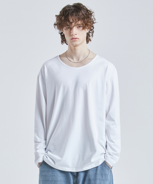 VTWO（ブイツー）の「ウォッシュドUネックロングスリーブTシャツ(ホワイト)（Tシャツ/カットソー・メンズ・その他・MEDIUM/LARGE）」の2枚目の写真