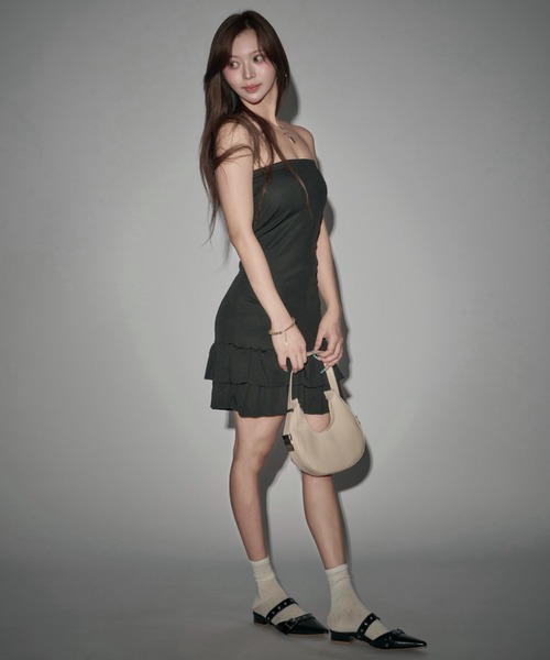 CeLess(セレス)の「Sleeveless Tiered Mini Dress / ノースリーブティアードミニワンピース(ワンピース・レディース・ブラック/ピンク・FREE)」の7枚目の写真
