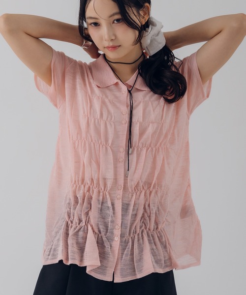 MUHET(ミュエータ)の「shirring slab knit shirt / シャーリングスラブニットシャツ(シャツ/ブラウス・レディース・グレー/アイボリー/ピンク・FREE)」の19枚目の写真